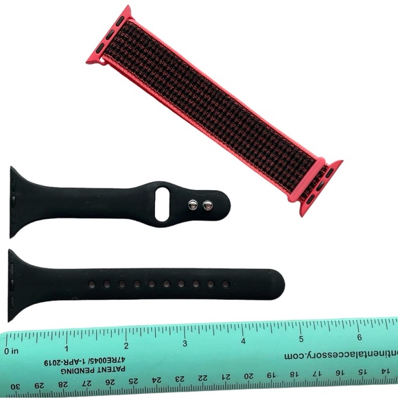 NEW Apple Watch Bands Nylon Sport Loop Thin Silicone 38 40 41mm S/M Black Coral - Picture 2 of 8